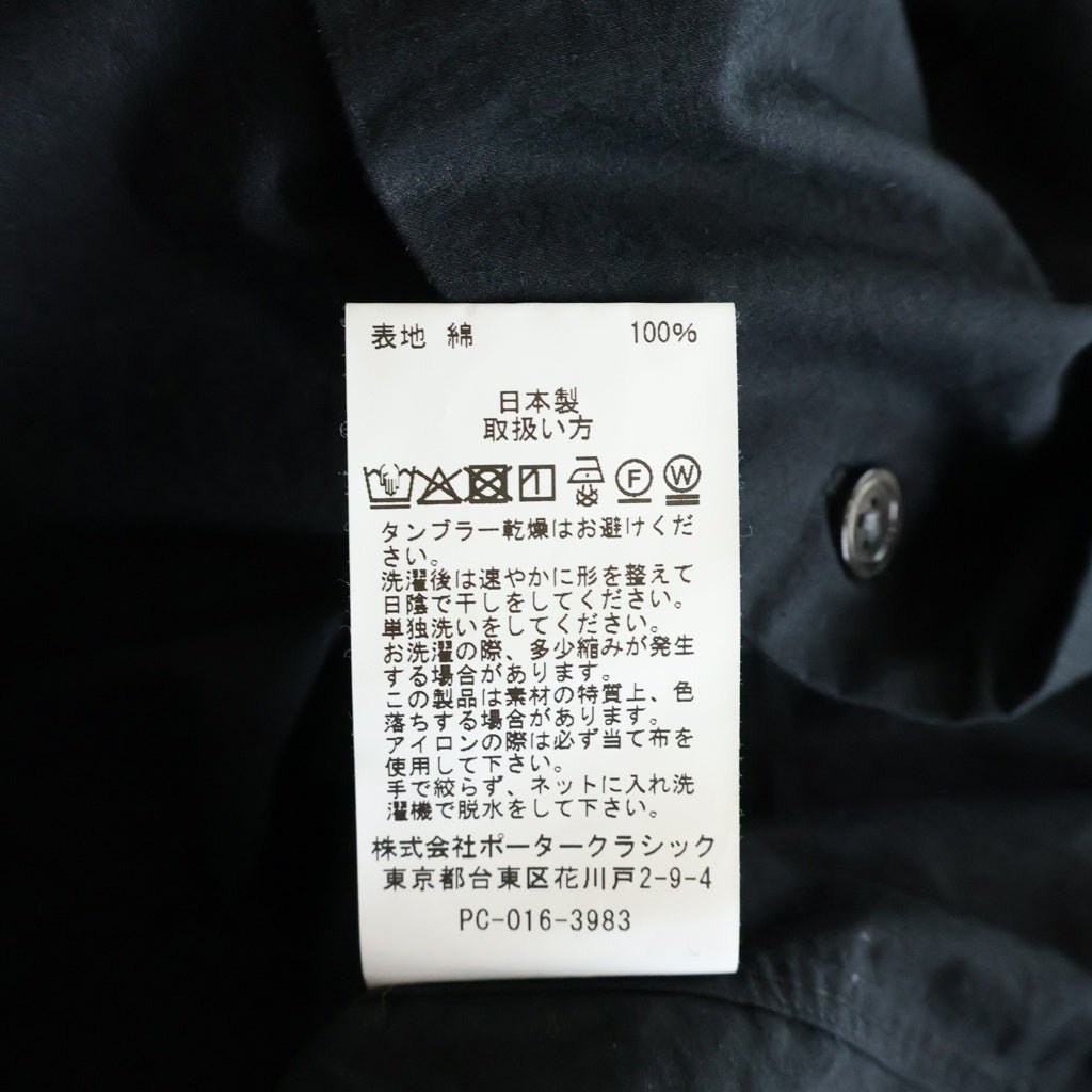 Porter Classic(ポータークラシック) 26SS ROLL UP TRAVELER'S SHIRT ロールアップ トラベーラズ 長袖ボタンシャツ ブラック PC-016-3983
