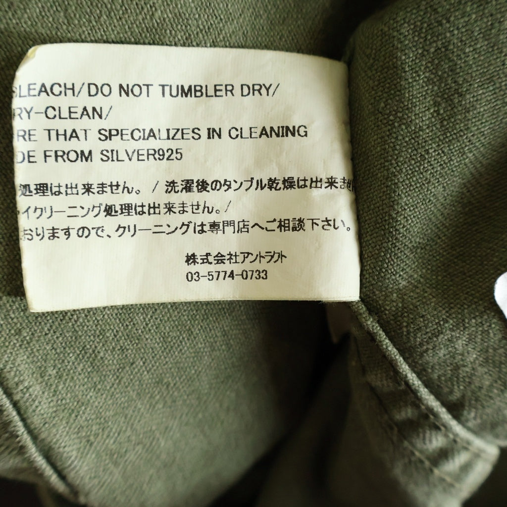 READY MADE(レディメイド) 24AW HERINGBONE SHIRT JACKET ピースマークステンシル ヴィンテージ加工 ヘリンボーン ミリタリーシャツジャケット オリーブ RE-CO-KH-00-00-259
