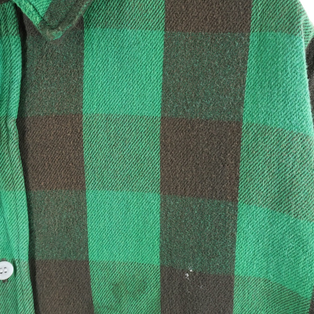 SAINT MICHAEL(セントマイケル) 25SS FLANNEL CHECK SHIRT ヴィンテージ加工 チェック柄 長袖フランネルシャツ グリーン SM-HR8-0000-041