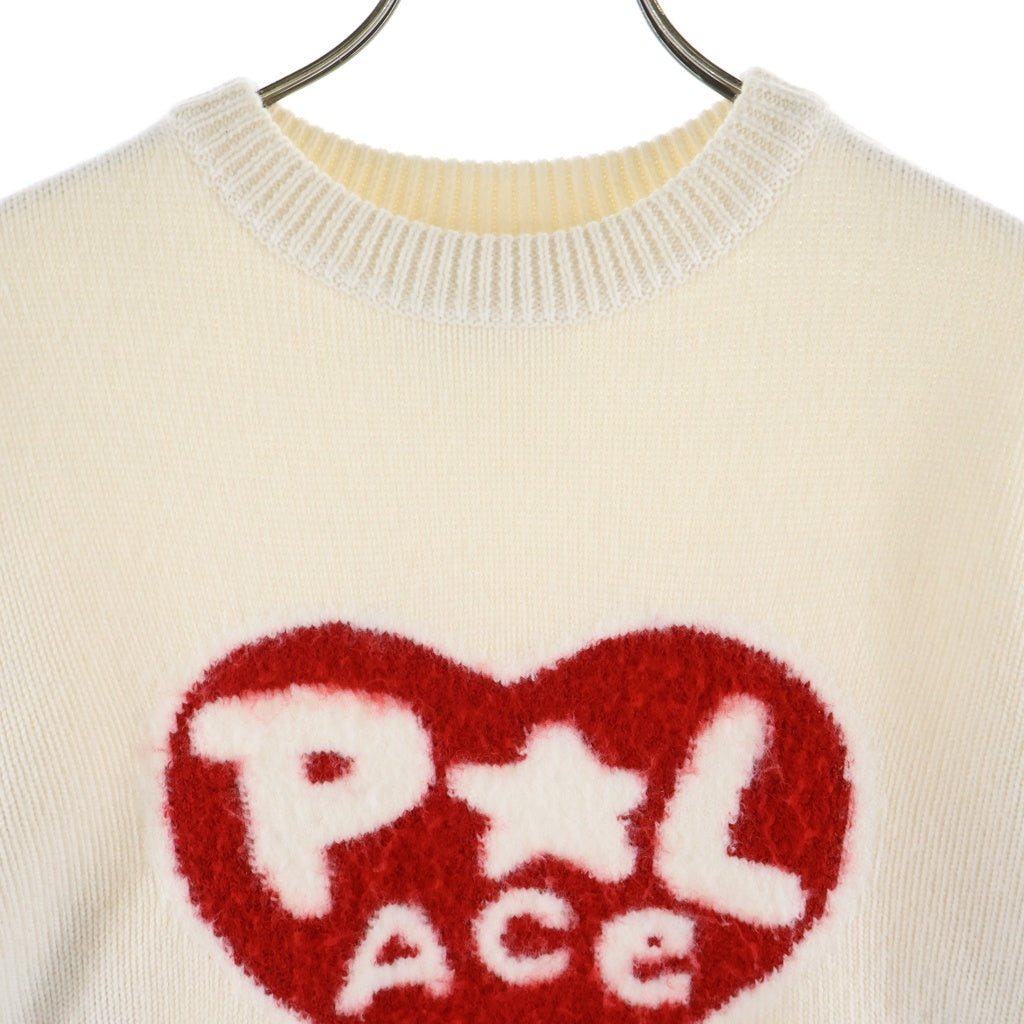 Palace Skateboards(パレススケートボーズ) 24AW COSY KNIT アームスター ハートロゴデザイン ウール混 アクリルニットセーター ホワイト