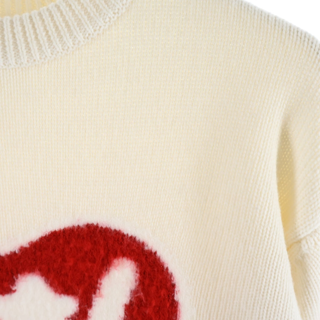Palace Skateboards(パレススケートボーズ) 24AW COSY KNIT アームスター ハートロゴデザイン ウール混 アクリルニットセーター ホワイト