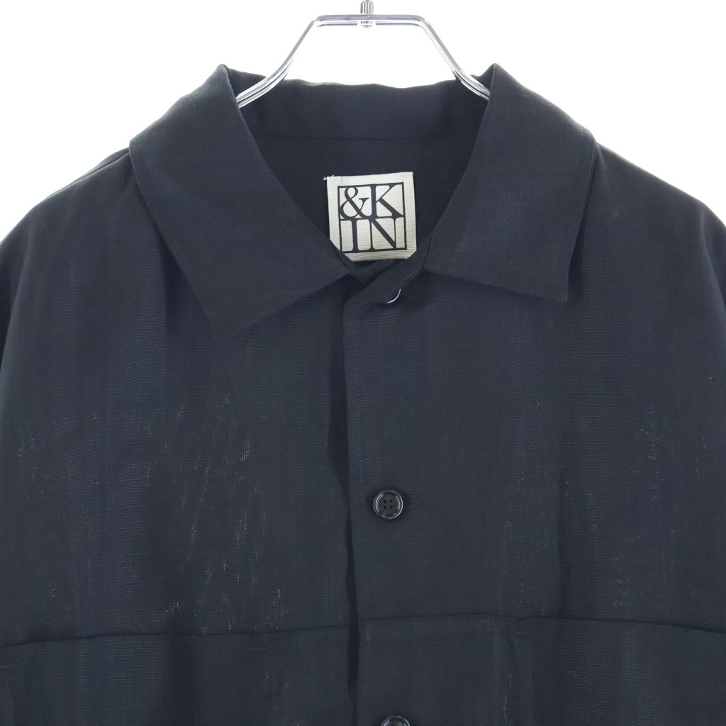 KITH(キス) 26SS &KIN TEXTURED RED RAYON ACE BUTTONDOWN テクスチャードビスコース エースボタンダウンシャツ ブラック KHM035145-001
