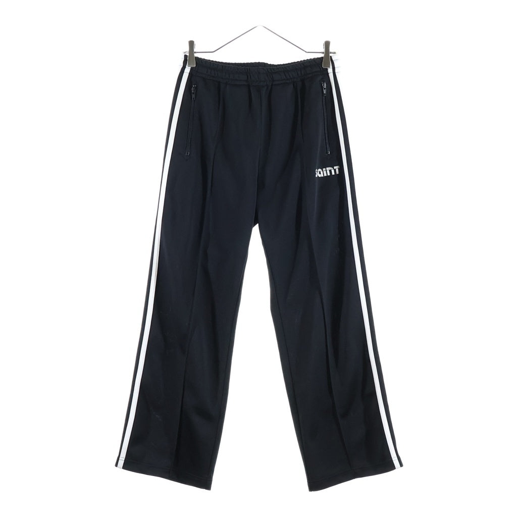 SAINT MICHAEL(セントマイケル) 24AW TRACK PANTS フロントロゴ刺繍 トラックフレアパンツ ブラック SM-YS1-0000-074