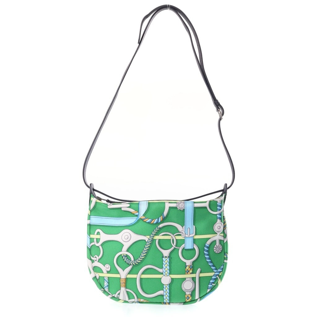 HERMES(エルメス) PANOLIE EQUESTE シュルソワ トゥー ゴー ショルダー付 シルクポーチ ショルダーバッグ B刻印 グリーン レディース