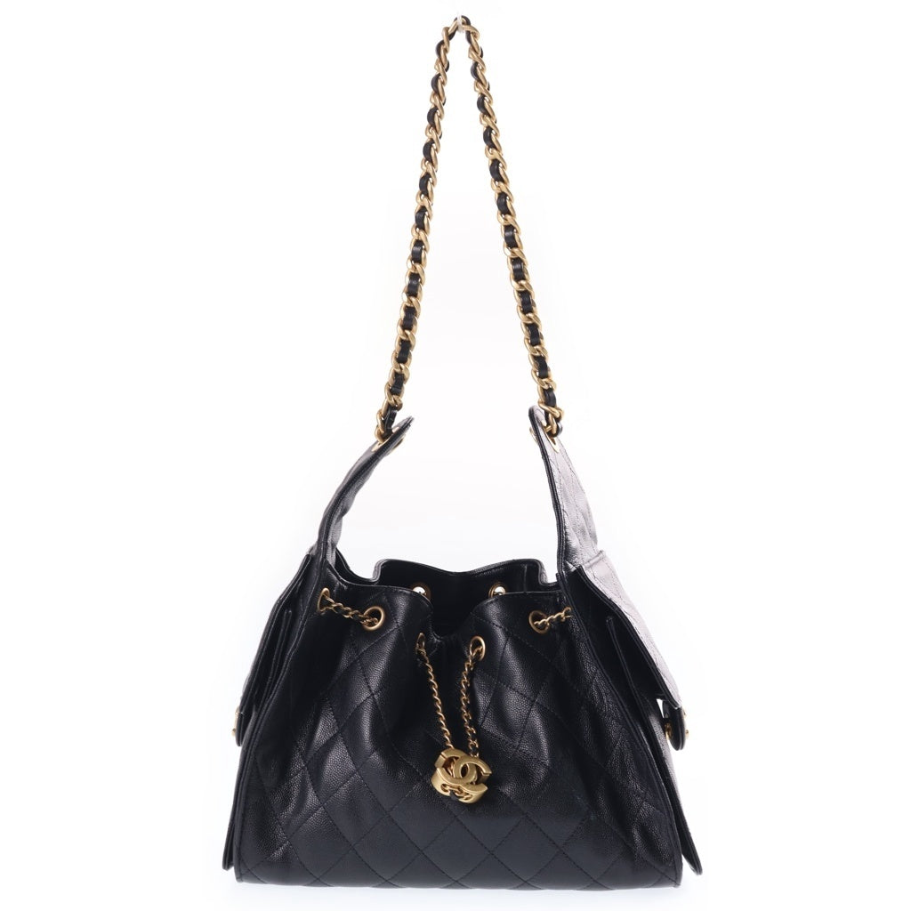 CHANEL(シャネル) CHANEL 25 スモールバッグ グレインド キャビアスキン ゴールド金具 ブラック AS5293 レディース
