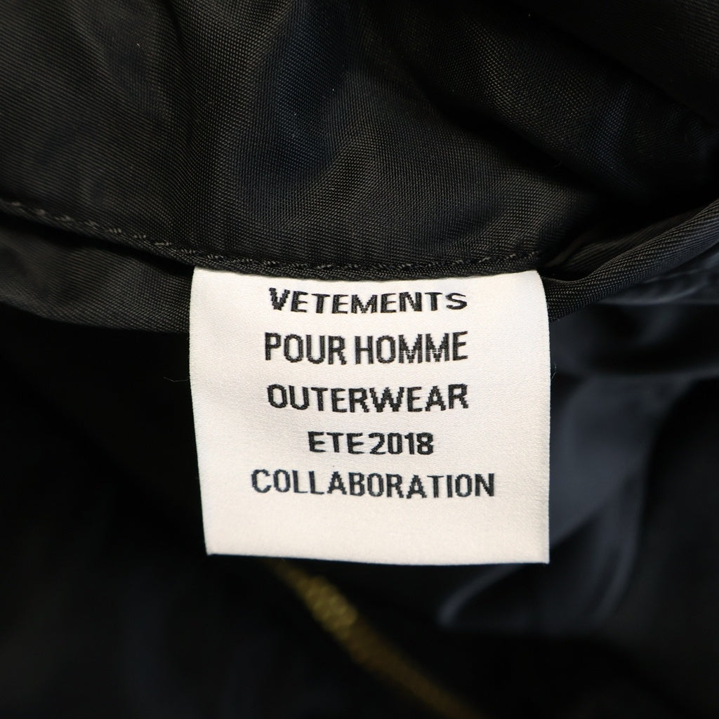 VETEMENTS(ヴェトモン) 18SS ×ALPHA INDUSTRIES REVERSIBLE BOMBER JACKET MA-1 インダストリーズ アルファ ロゴ プリント リバーシブル ボンバージャケット ブラック/オレンジ MSS18JA44