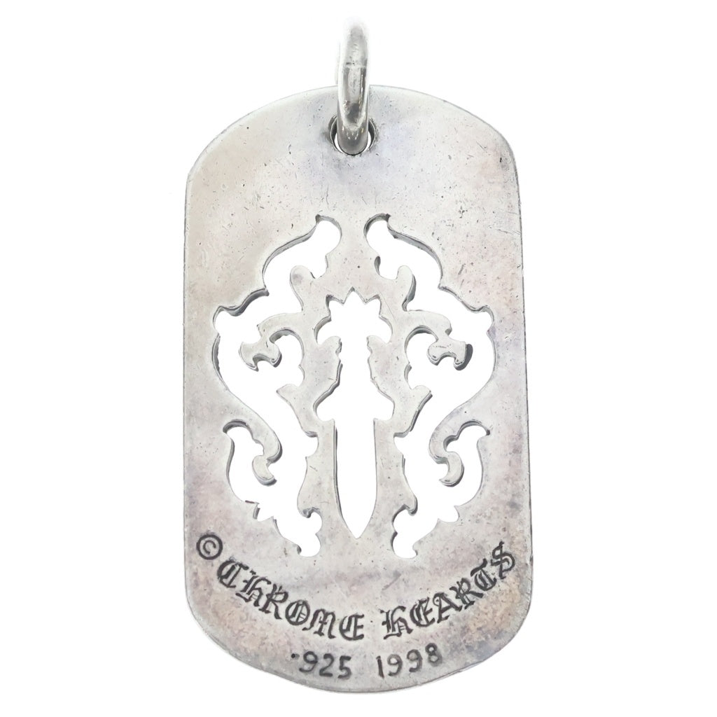 CHROME HEARTS(クロムハーツ) D TAG LRG DAGGER ヴァインダガーカットアウトドッグタグ ラージ ペンダントトップ シルバー BCA240
