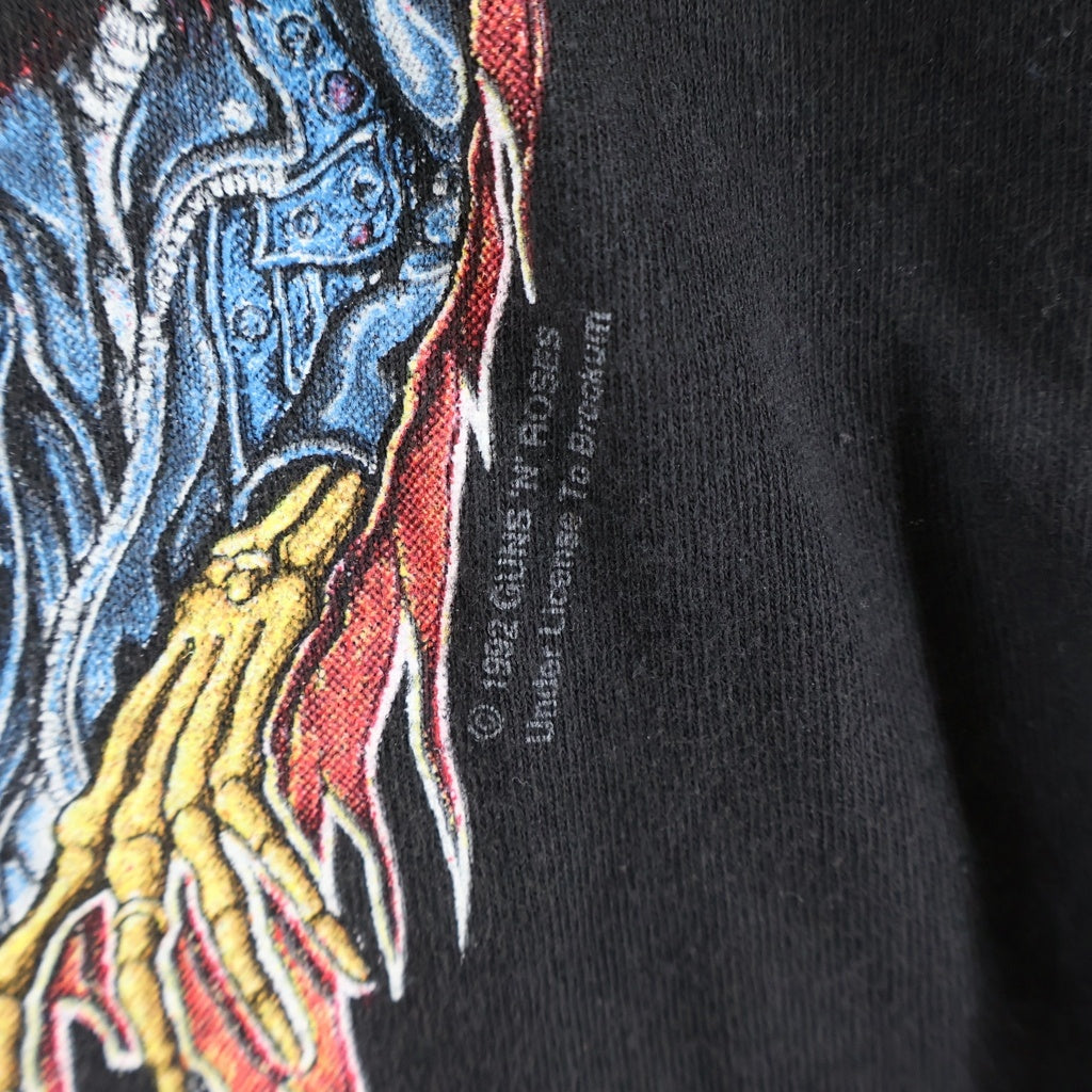 VINTAGE(ヴィンテージ) 90S VINTAGE GUNS N' ROSES SKULL MEMBER JAPAN 93 BROCKUM ヴィンテージ ガンズアンドローゼズ スカルメンバープリント クルーネック半袖Tシャツ カットソー ブラック