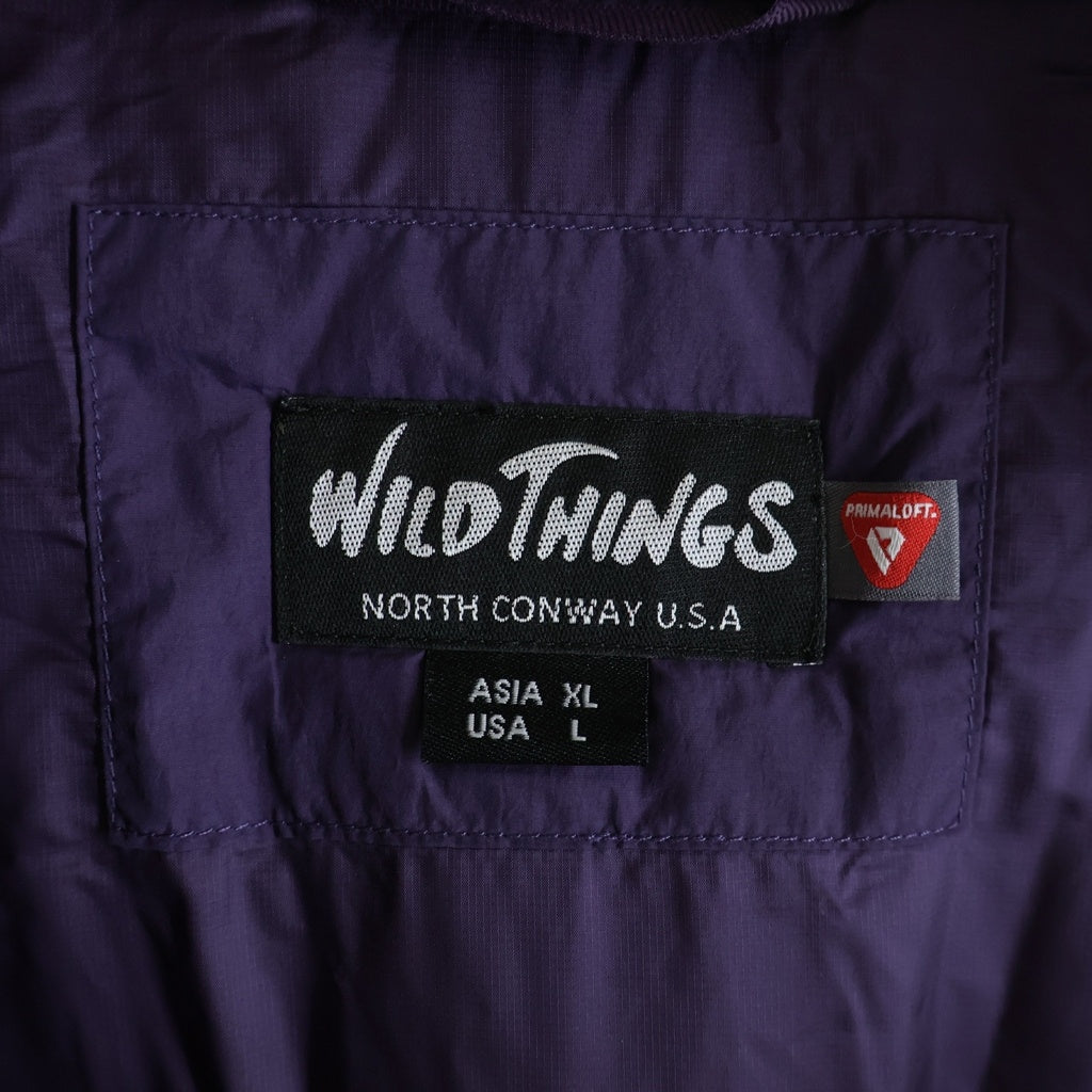 WILD THINGS(ワイルドシングス) 24AW HAPPY JACKET ハッピー ロゴパッチ ナイロン ジップアップダウンジャケット パープル WT242-02