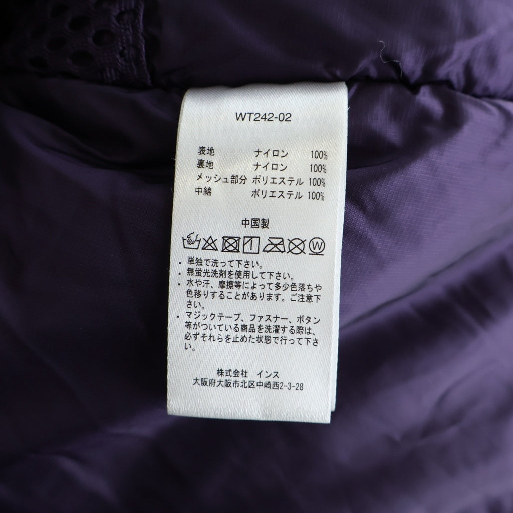 WILD THINGS(ワイルドシングス) 24AW HAPPY JACKET ハッピー ロゴパッチ ナイロン ジップアップダウンジャケット パープル WT242-02