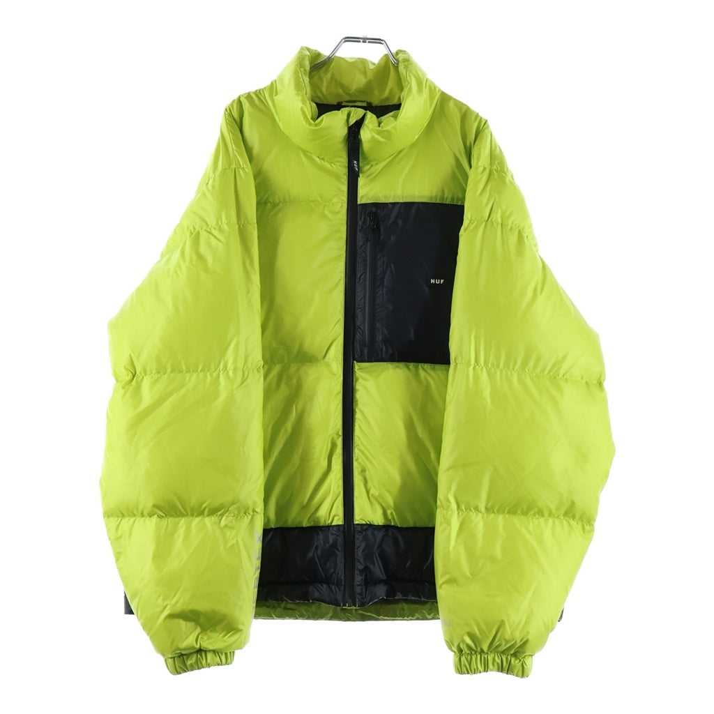 HUF(ハフ) 23AW PERTEX DOWN JACKET パーテックス ロゴパッチ ジップアップダウンジャケット グリーン/ブラック