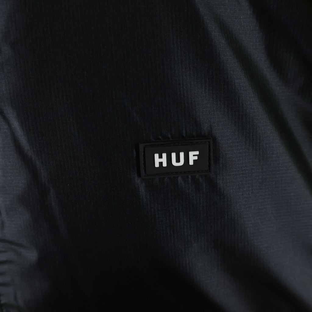 HUF(ハフ) 23AW PERTEX DOWN JACKET パーテックス ロゴパッチ ジップアップダウンジャケット グリーン/ブラック