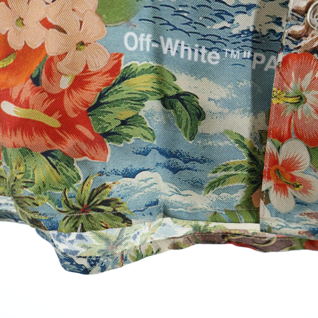OFF-WHITE(オフホワイト) 18SS TROPICAL PRINT SHIRT トロピカル総柄プリント 半袖シルクハワイアンシャツ アロハ OMGA049S18868008