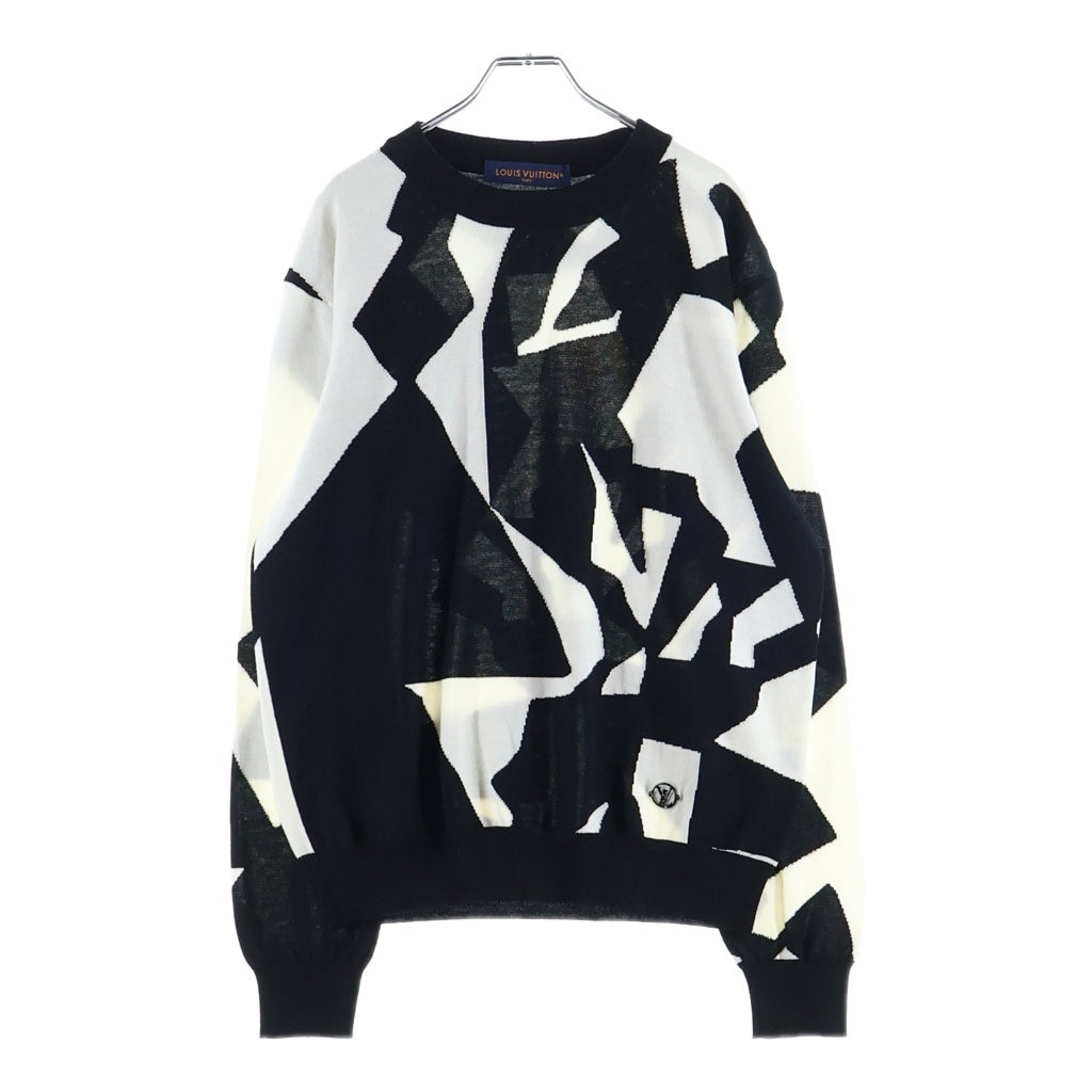 LOUIS VUITTON(ルイヴィトン) 23SS アブストラクト ハウンドトゥース クルーネックニット ブラック/ホワイト RM231 T26 HON34W
