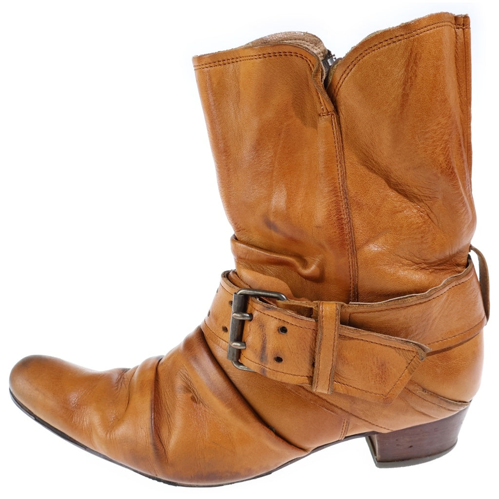 HYSTERIC GLAMOUR(ヒステリックグラマー) カウハイド ベルクロ レザーヒールブーツ レディース ブラウン 2QS-3701