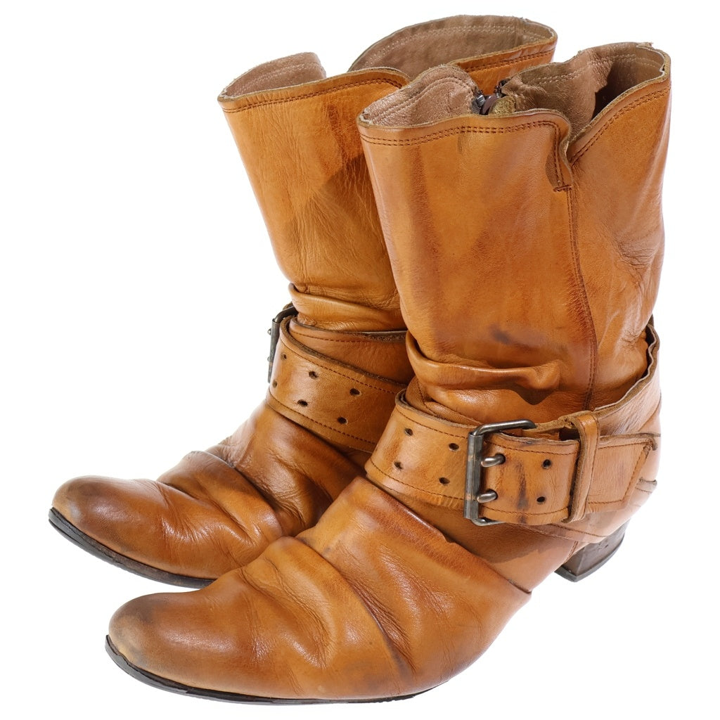 HYSTERIC GLAMOUR(ヒステリックグラマー) カウハイド ベルクロ レザーヒールブーツ レディース ブラウン 2QS-3701