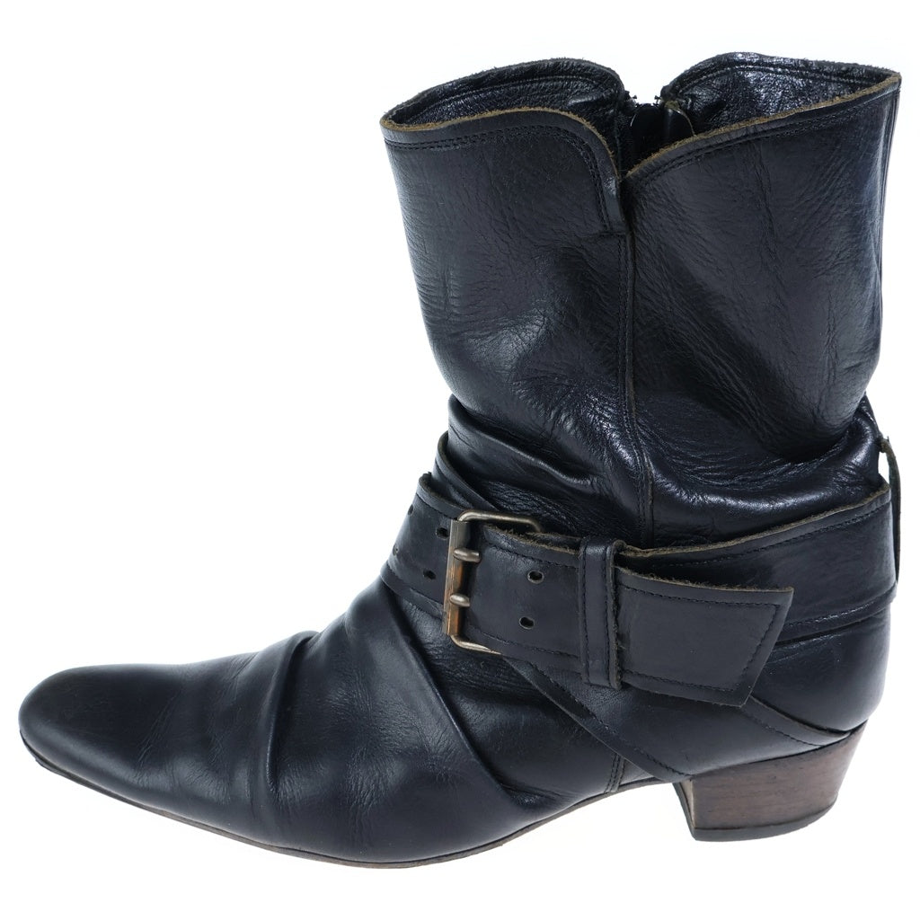 HYSTERIC GLAMOUR(ヒステリックグラマー) カウハイド ベルクロ レザーヒールブーツ レディース ブラック 2QS-3701