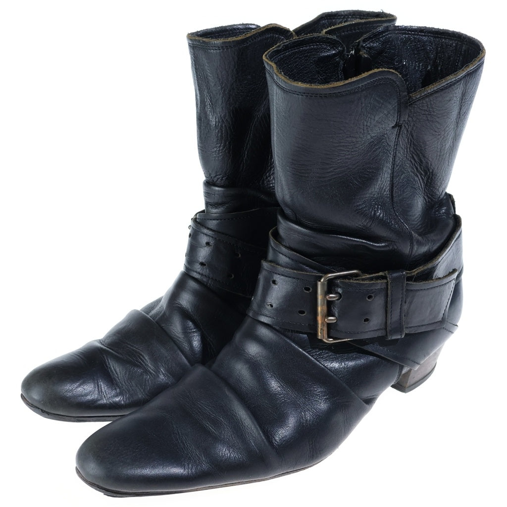 HYSTERIC GLAMOUR(ヒステリックグラマー) カウハイド ベルクロ レザーヒールブーツ レディース ブラック 2QS-3701