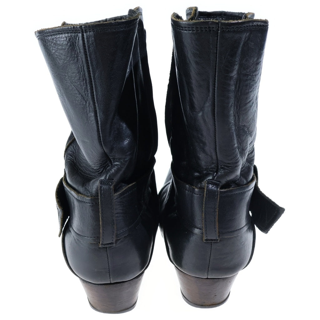 HYSTERIC GLAMOUR(ヒステリックグラマー) カウハイド ベルクロ レザーヒールブーツ レディース ブラック 2QS-3701