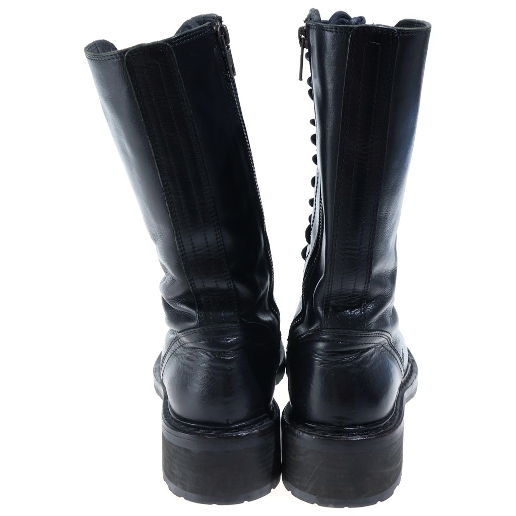 ANN DEMEULEMEESTER(アンドゥムルメステール) レザー レースアップ ミドルロングブーツ シューズ ブラック レディース 132-2814