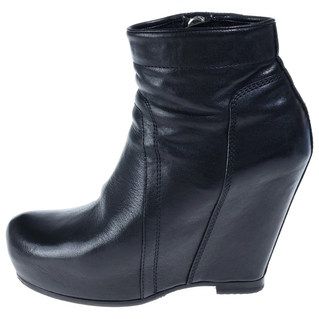Rick Owens(リックオウエンス) ウェッジソール サイドジップ レザーブーツ ブラック レディース