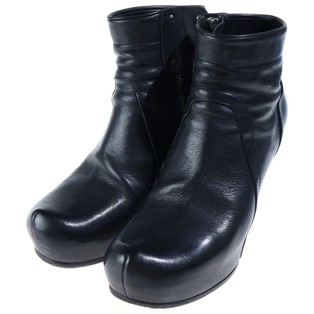 Rick Owens(リックオウエンス) ウェッジソール サイドジップ レザーブーツ ブラック レディース