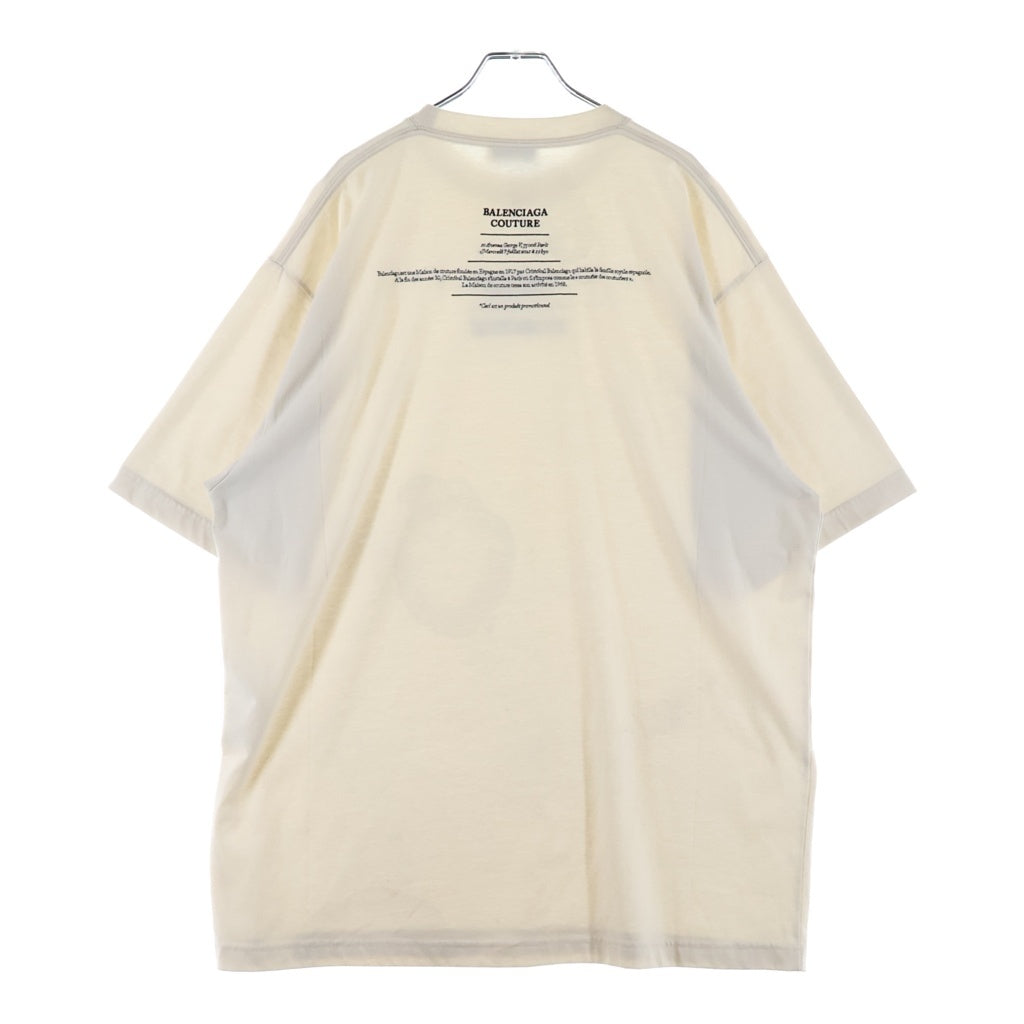 BALENCIAGA(バレンシアガ) COUTURE クチュール ロゴ刺繍Tシャツ 半袖クルーネックカットソー ベージュ 651795 TJV90