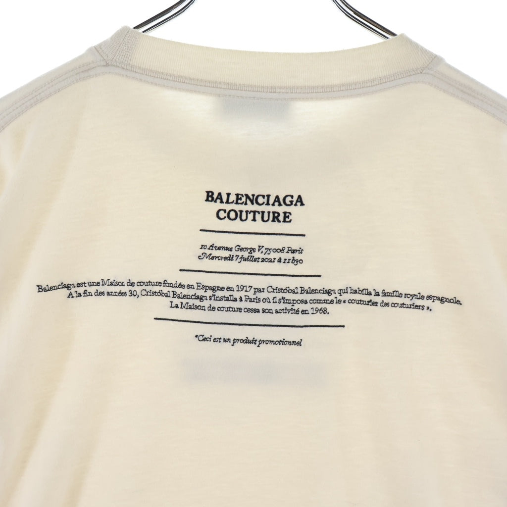 BALENCIAGA(バレンシアガ) COUTURE クチュール ロゴ刺繍Tシャツ 半袖クルーネックカットソー ベージュ 651795 TJV90