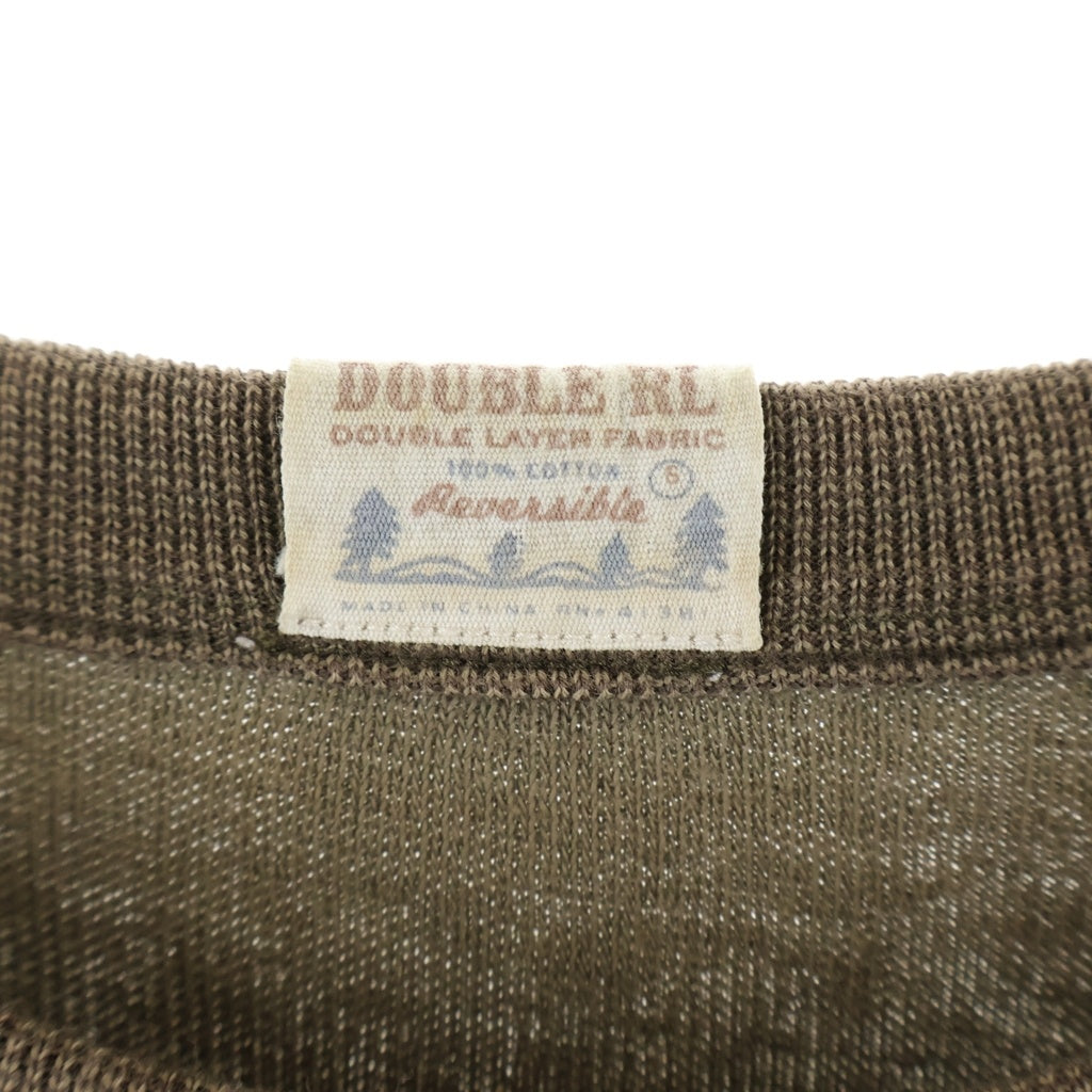 RRL(ダブルアールエル) ロゴプリント リバーシブルT1シャツ 長袖クルーネックカットソー カーキ