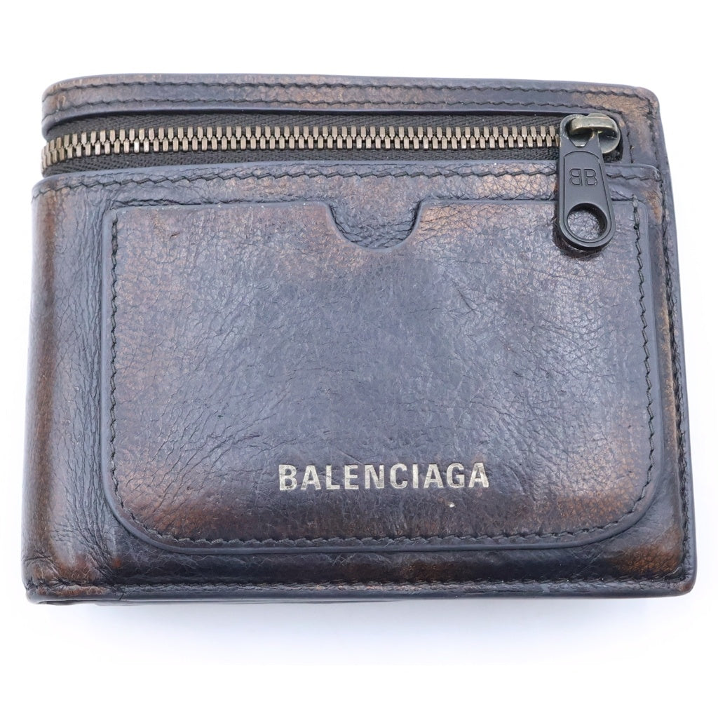 BALENCIAGA(バレンシアガ) 26SS SUPER SQ WALLET スーパースクエア フォールデッドレザーウォレット 二つ折り財布 ブラウン 801837
