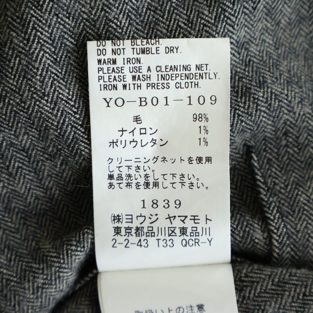 Y's(ワイズ) 24AW W/ MINI HERRINGBONE OPEN NECK BLOUSE ウールミニヘリンボーンオープンネックブラウス 長袖シャツ グレー YO-B01-109