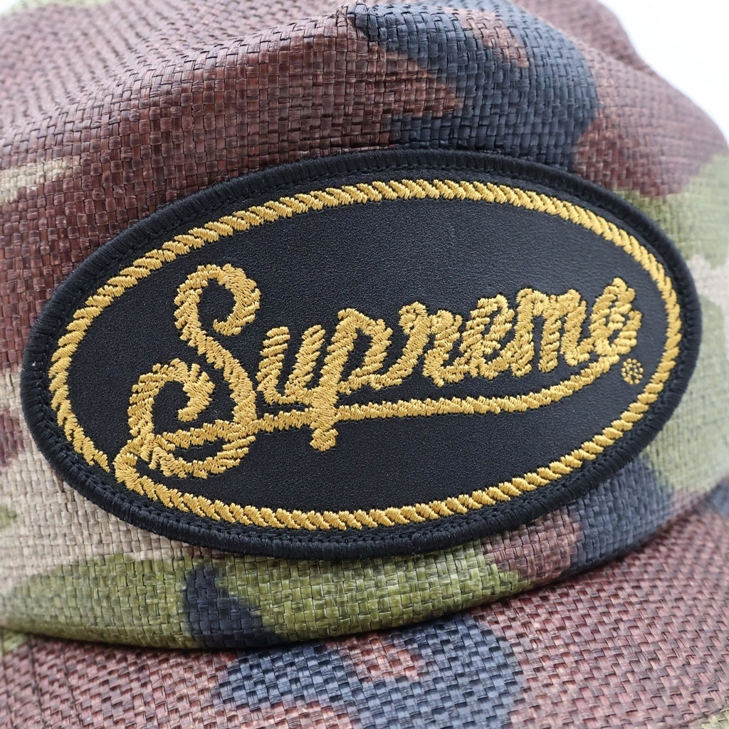 SUPREME(シュプリーム) 26SS Raffia Mesh Back 5 Panel ラフィア ウッドランドカモ メッシュバック 5パネルキャップ 帽子 グリーン