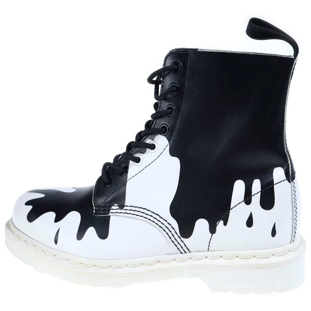 Dr.Martens(ドクターマーチン) CORE PRINT PASCAL 8HOLE BOOTS レザー ポイントスプラット パスカル 8ホール レースアップブーツ ブラック/ホワイト