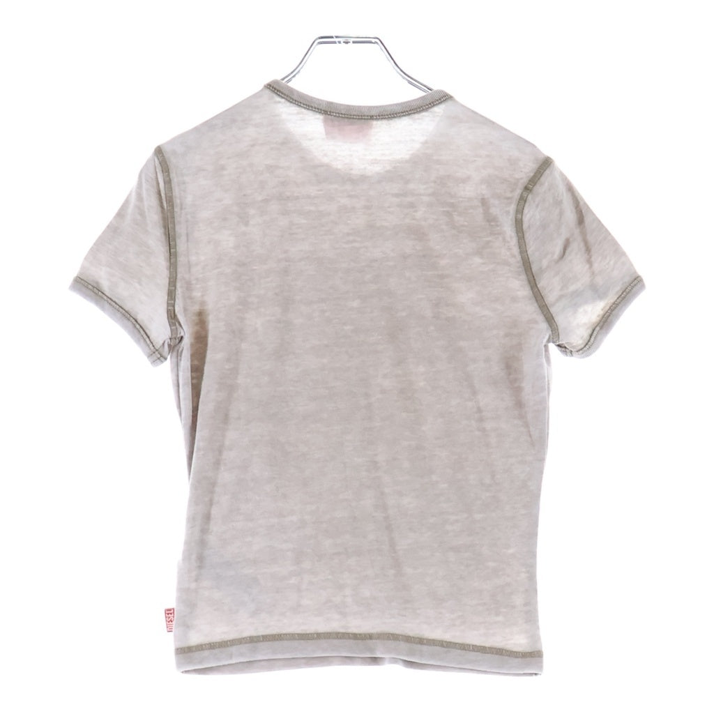 DIESEL(ディーゼル) T-UNCUTIES-LONG-AA3 グラフィックプリント ラインストーン装飾 クルーネック 半袖Tシャツ カットソー グレー レディース A23329