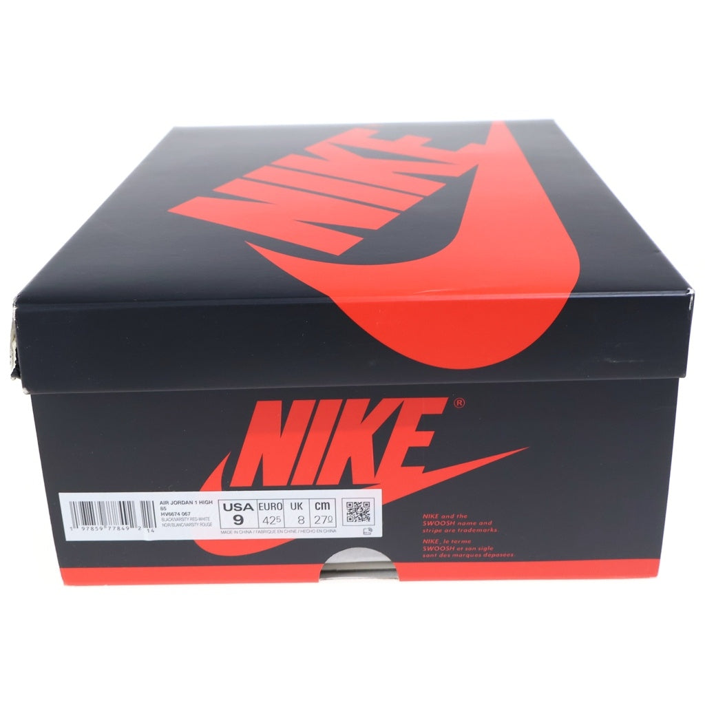 NIKE(ナイキ) AIR JORDAN HIGH 85 BRED エアジョーダン 1 ブレッド ハイカットスニーカー ブラック/レッド US9/27cm HV6674-067