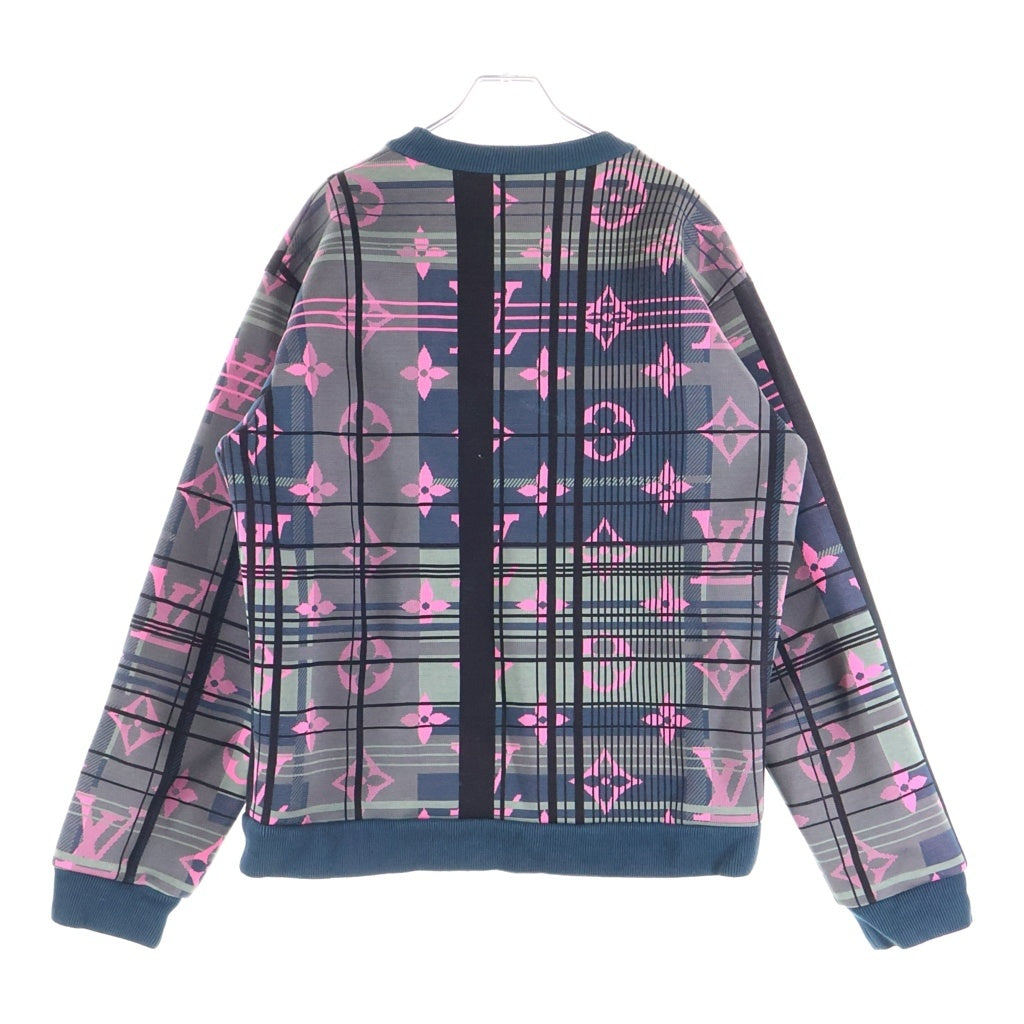 LOUIS VUITTON(ルイヴィトン) 21SS モノグラムジャカード コットンポリ クルーネック スウェットトレーナー ピンク/ネイビー HKY75WZRW