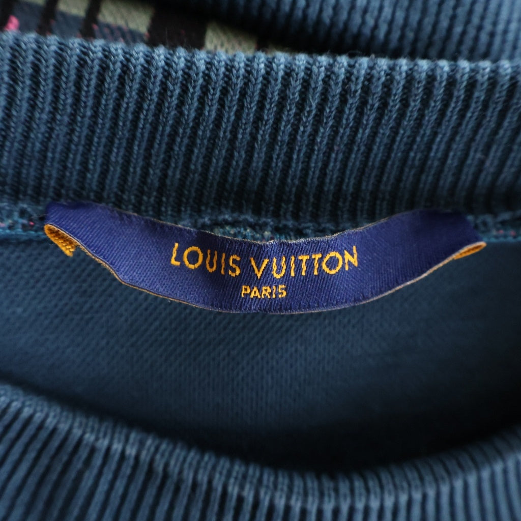 LOUIS VUITTON(ルイヴィトン) 21SS モノグラムジャカード コットンポリ クルーネック スウェットトレーナー ピンク/ネイビー HKY75WZRW