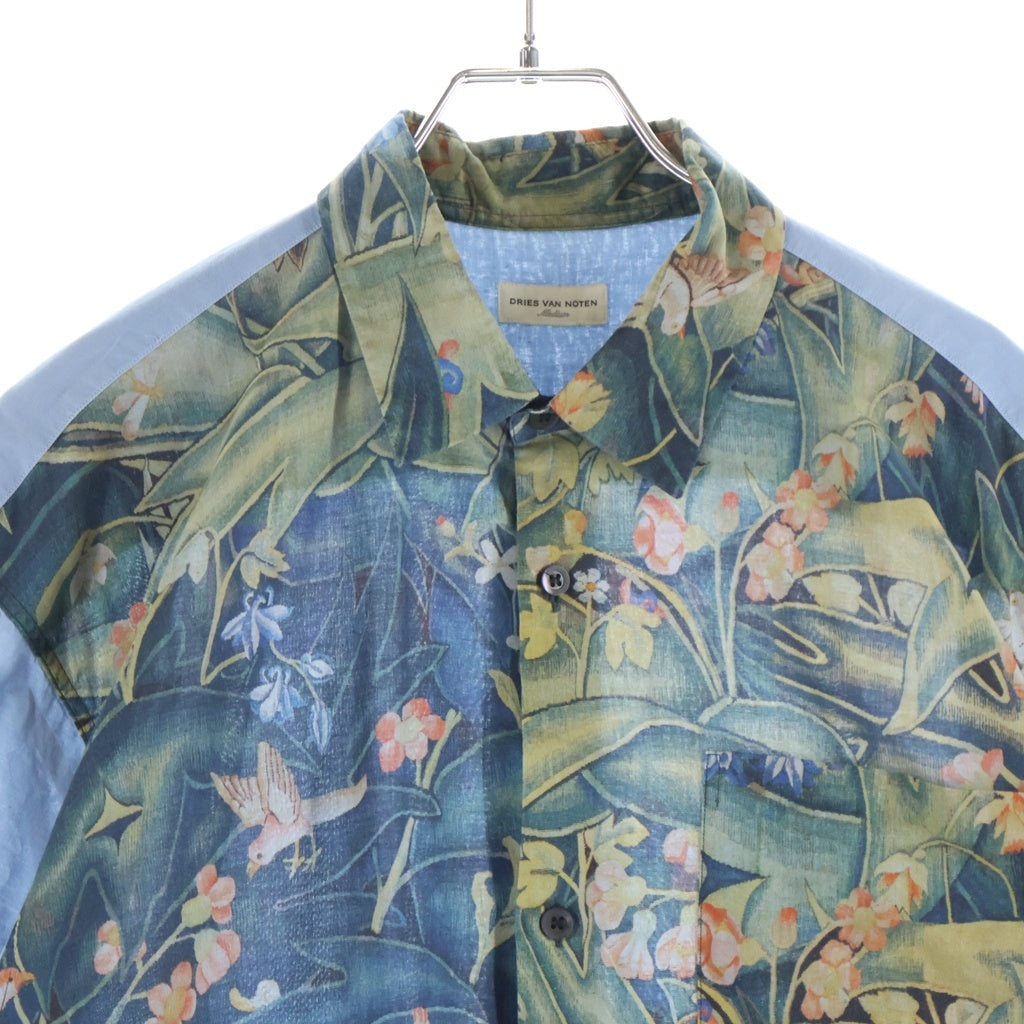 DRIES VAN NOTEN(ドリスヴァンノッテン) BOTANICAL SHIRT ボタニカルデザイン 半袖シャツ ブルー