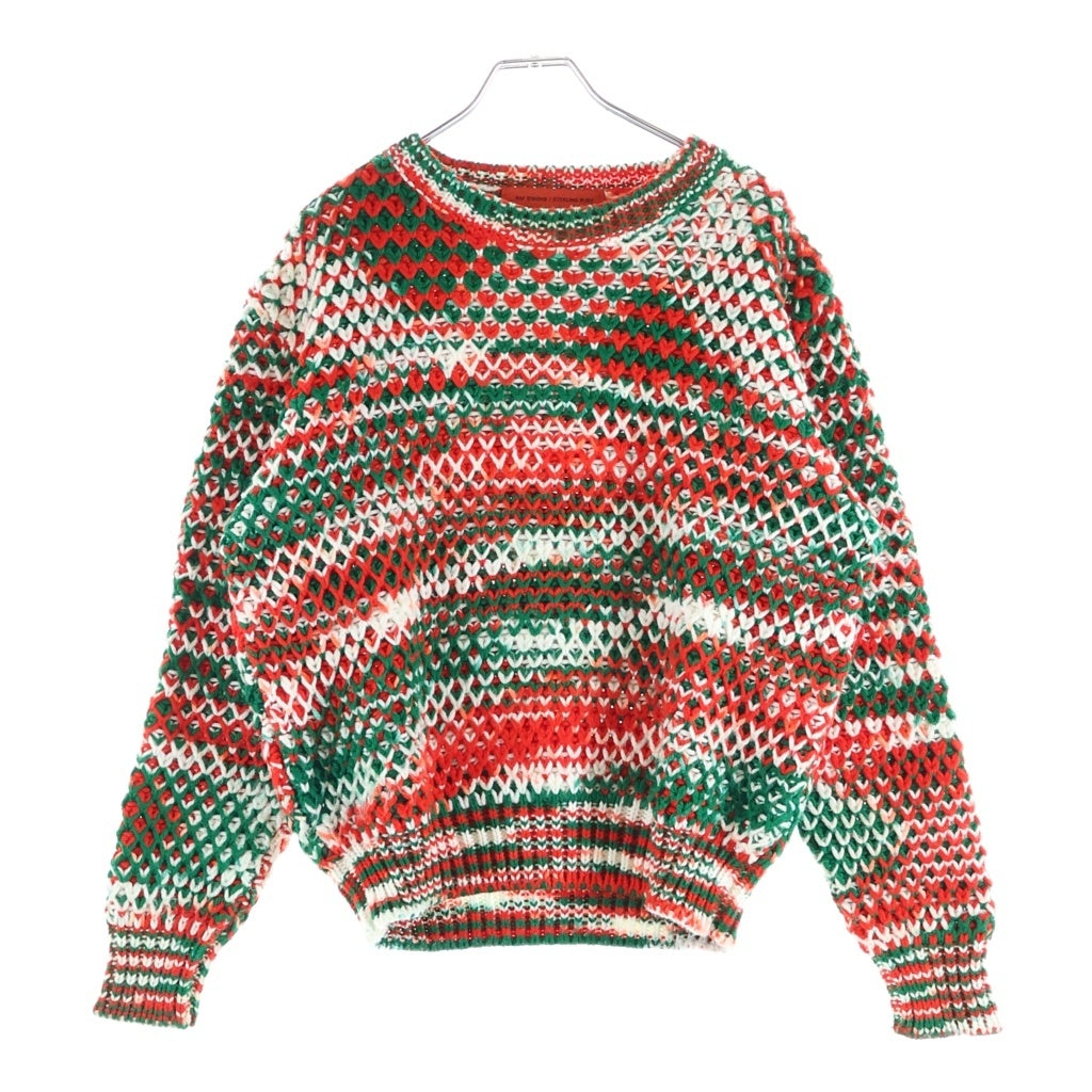 RAF SIMONS(ラフシモンズ) 14AW ×STERLING RUBY スターリングルビー 総柄 厚手 ローゲージニットセーター レッド/グリーン/ホワイト 1159-343-4198