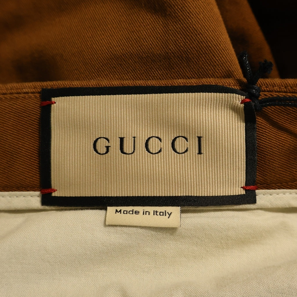 GUCCI(グッチ) コットン ジップフライ テーパードパンツ ブラウン 705867