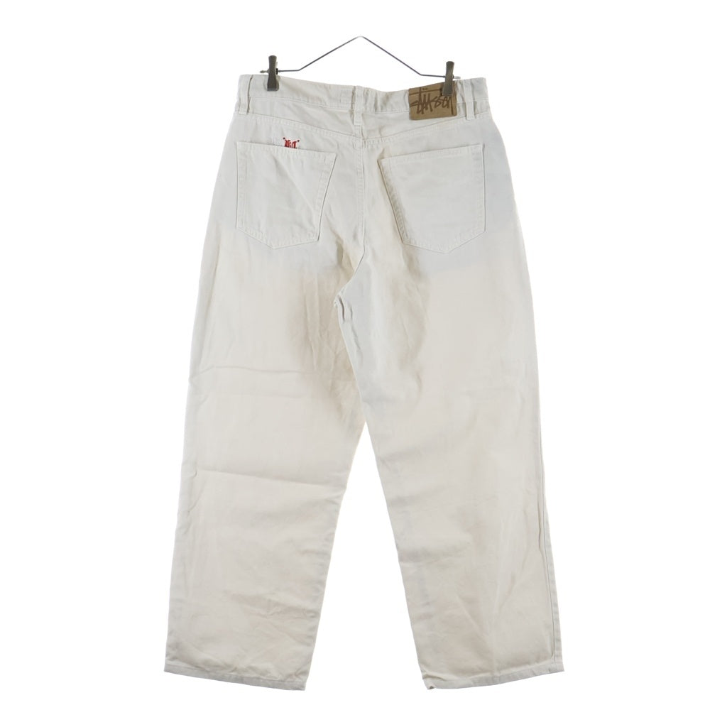 STUSSY(ステューシー) WASHED CANVAS BIG OL JEANS ウォッシュドキャンバス ビッグオールジーンズ ロゴ刺繍ワイドバギーパンツ ホワイト 116618