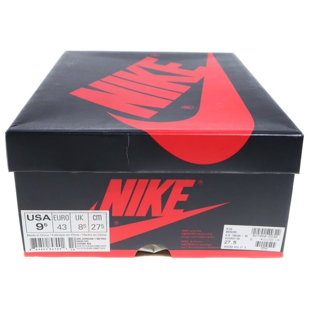 NIKE(ナイキ) AIR JORDAN 1 RETRO HIGH OG GAME ROYAL エアジョーダン レトロ ゲームロイヤル ハイカットスニーカー ブルー/ホワイト US9.5/27.5cm 555088-403