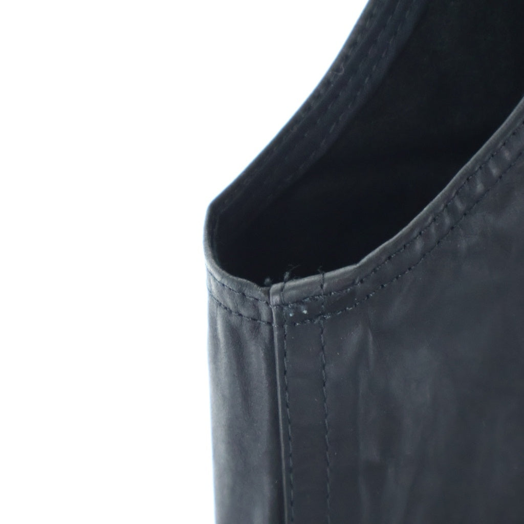 Rick Owens(リックオウエンス) 16SS CYCLOPS期 ラムレザー ジップアップ フーデッドノースリーブジャケット ベスト ブラック RU16S3984-LL
