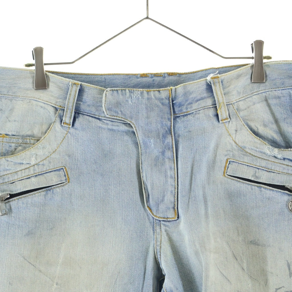 BALMAIN(バルマン) BIKER JEANS ダメージ加工 蛇腹 ジップフライ スリム バイカーデニムパンツ ジーンズ インディゴ T567-B562