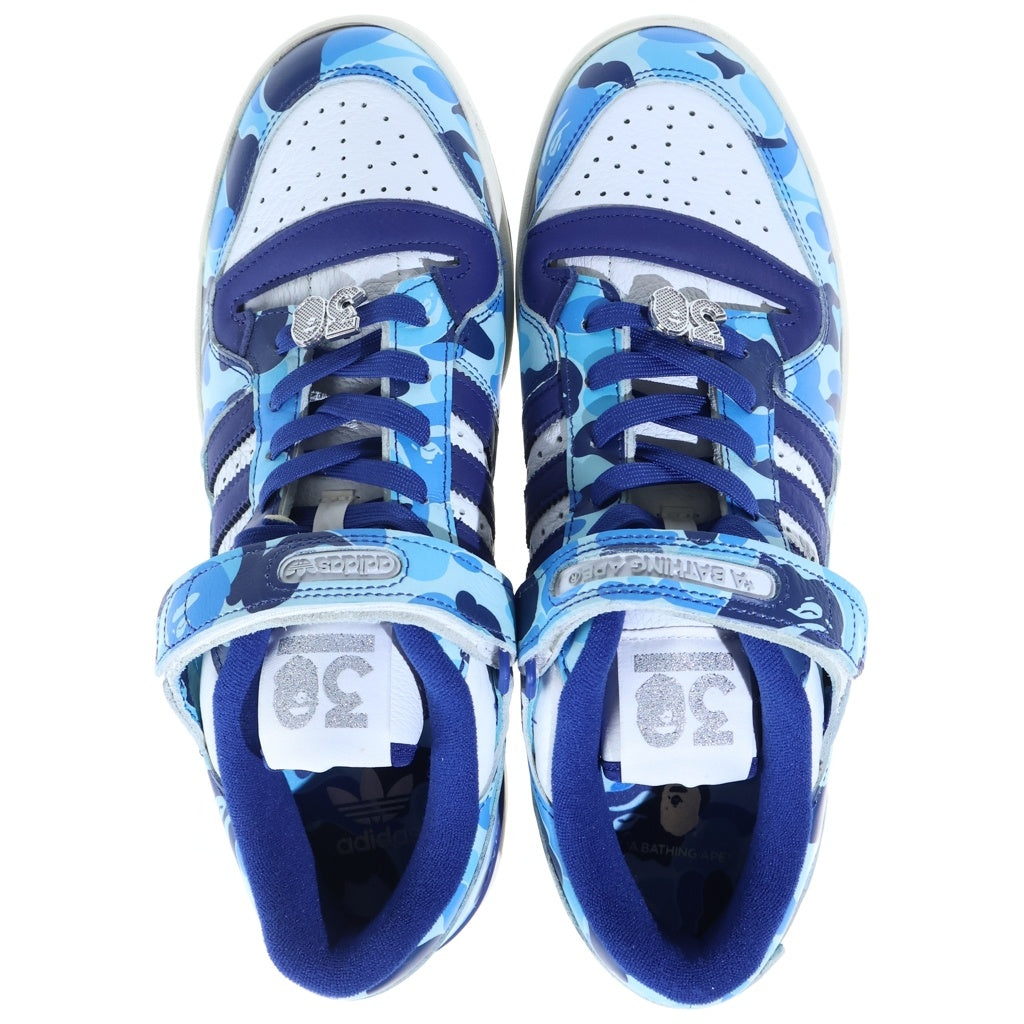 adidas(アディダス) ×A BATHING APE FORUM 84 LOW 30TH ANNIVERSARY アベイシングエイプ フォーラム 30周年 ローカットスニーカー ブルー/ホワイト US10.5/28.5cm ID4772