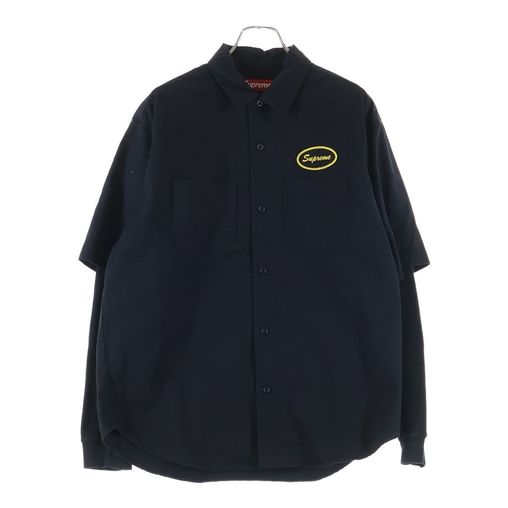 SUPREME(シュプリーム) 23AW Thermal Sleeve Work Shirt サーマルスリーブ ワークシャツ 長袖シャツ ブラック