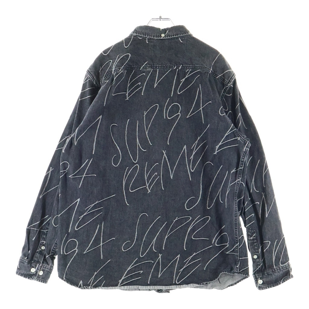 SUPREME(シュプリーム) 23AW Handwriting Jacquard Denim Shirt ハンドライティング ジャガード デニム 長袖ボタンダウンシャツ ブラック