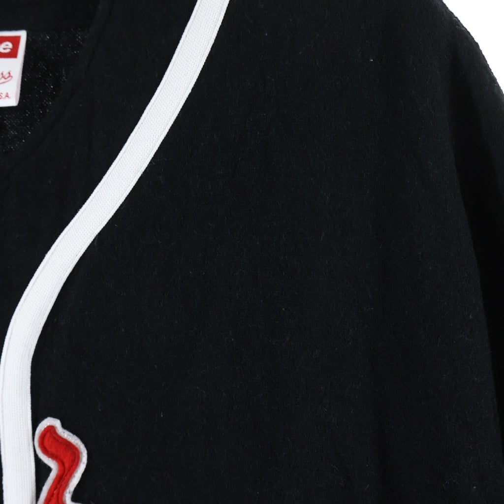 SUPREME(シュプリーム) 23AW ×Mitchell & Ness Wool Baseball Jersey ミッチェルアンドネス ウールベースボールシャツ 半袖シャツ ブラック