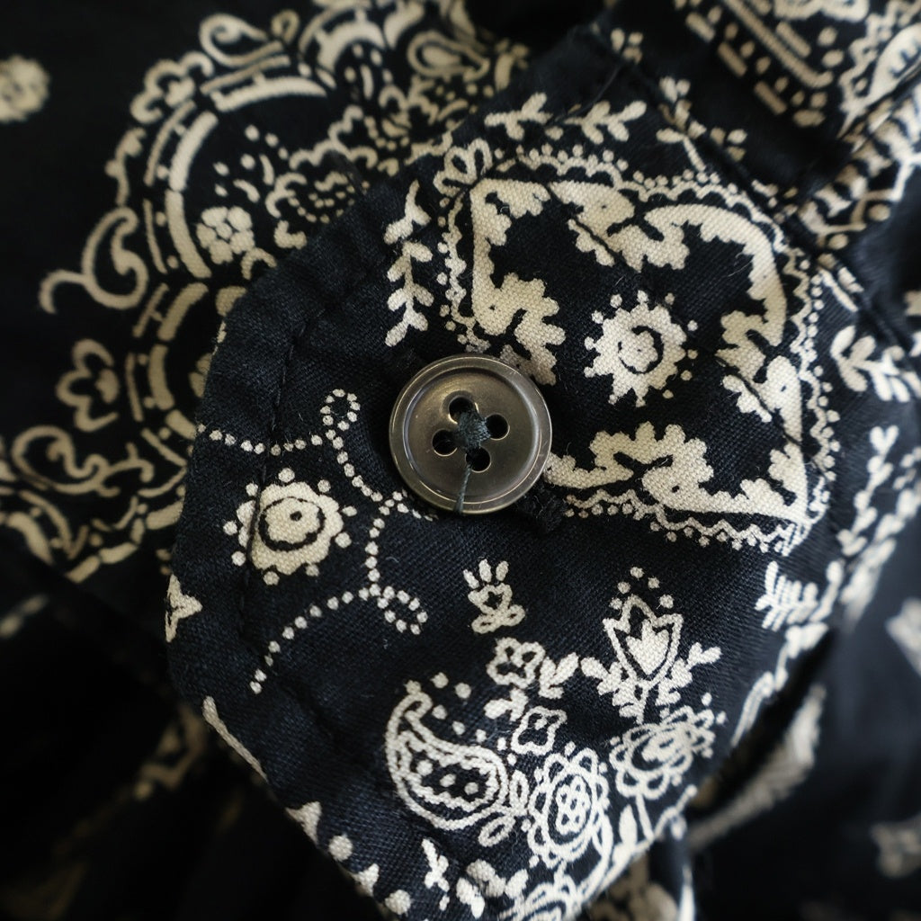 SOPHNET.(ソフネット) 21AW STAR ELBOW PATCHED BAGGY B.D SHIRT スターエルボーパッチ ペイズリー総柄 長袖ボタンダウンシャツ ブラック SOPH-212046
