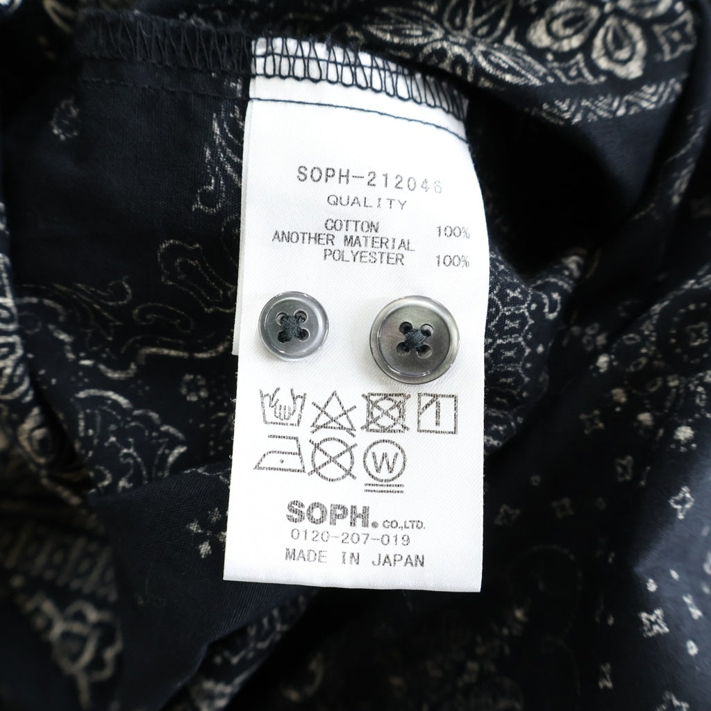 SOPHNET.(ソフネット) 21AW STAR ELBOW PATCHED BAGGY B.D SHIRT スターエルボーパッチ ペイズリー総柄 長袖ボタンダウンシャツ ブラック SOPH-212046